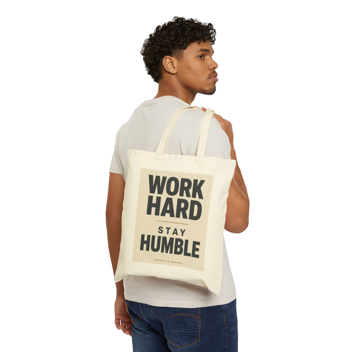 Work Hard Stay Humble Cotton Canvas Tote Bag
